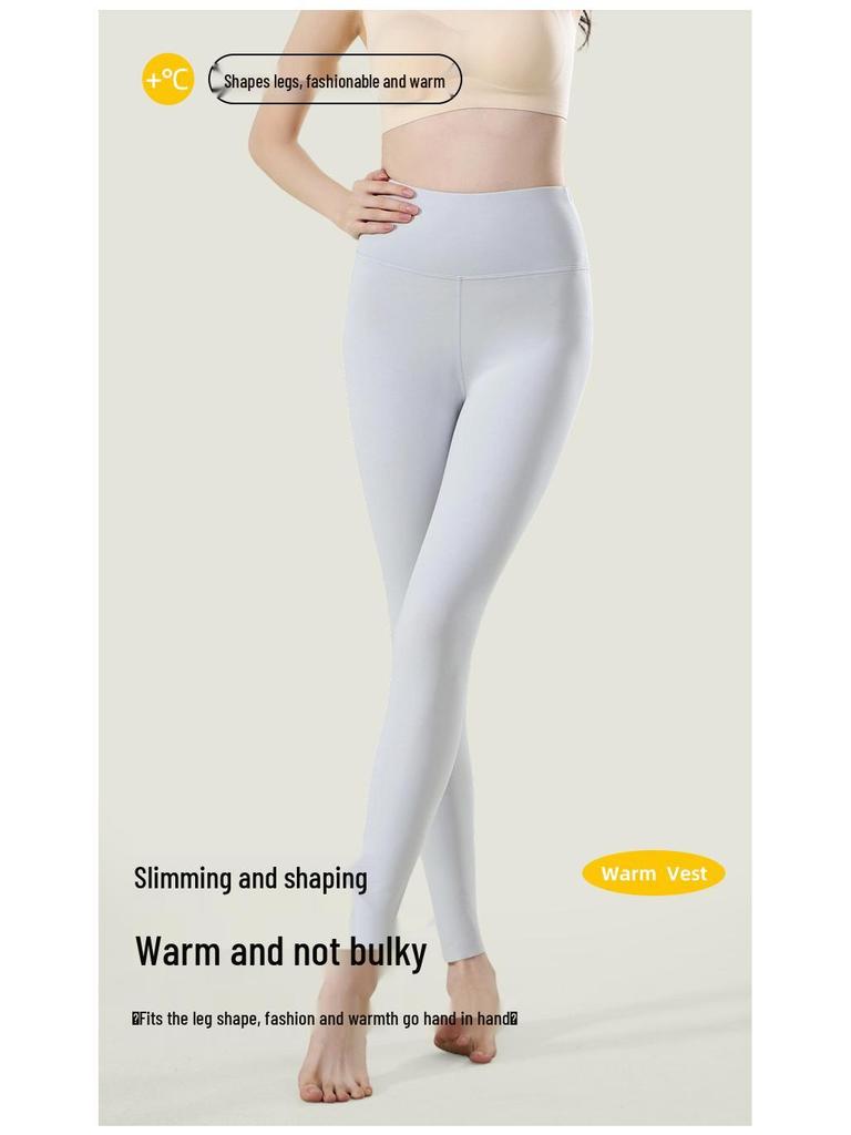 Lyocell Fleece Thermal Yoga Pants - Seamless, High Waist, Tummy Control, Hip-Lifting Leggings for Fitness.