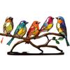 Stained Acrylic Birds on Branch Desktop Ornaments Double Sided Multicolor Birds Ornaments Bird Series Acrylic Decoration