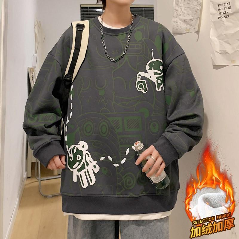 Graffiti Print Hoodie Men Women Loose Fit Streetwear Casual Teen Top