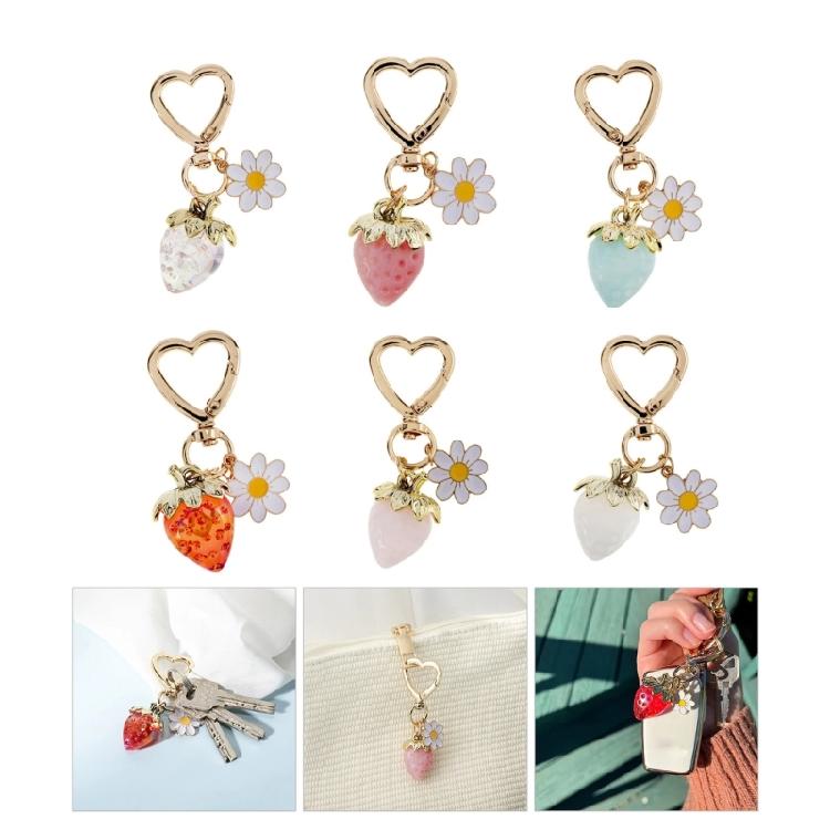Llavero Decorativo Elegante de Fresa y Flor Colgante de Moda para Bolso Colgante de Teléfono Decoración Elegante para Bolso de Niña