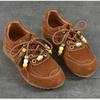 Johnature Retro Flats With Beaded Genuine Leather Lace-up Soft Soled Lightweight Women's Shoes