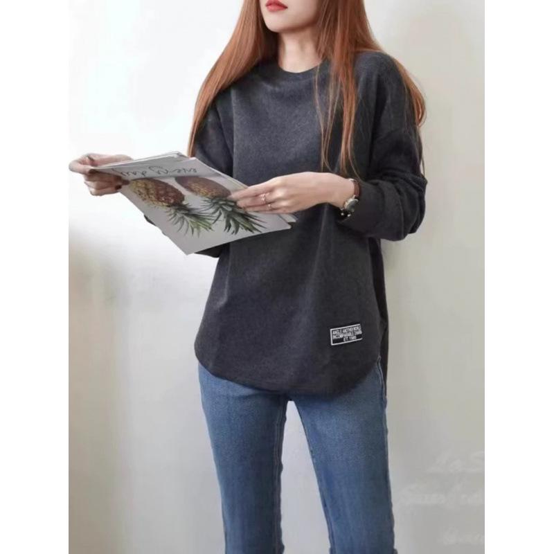 2025 Plus Size Women s Casual Slimming Irregular Sweatshirt - Japan Korea Collection One Size серый