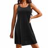 Sleeveless Knit Mini Dress for Women Double Strap Casual A Line Tank Dress Lightweight Breathable Summer Beachwear