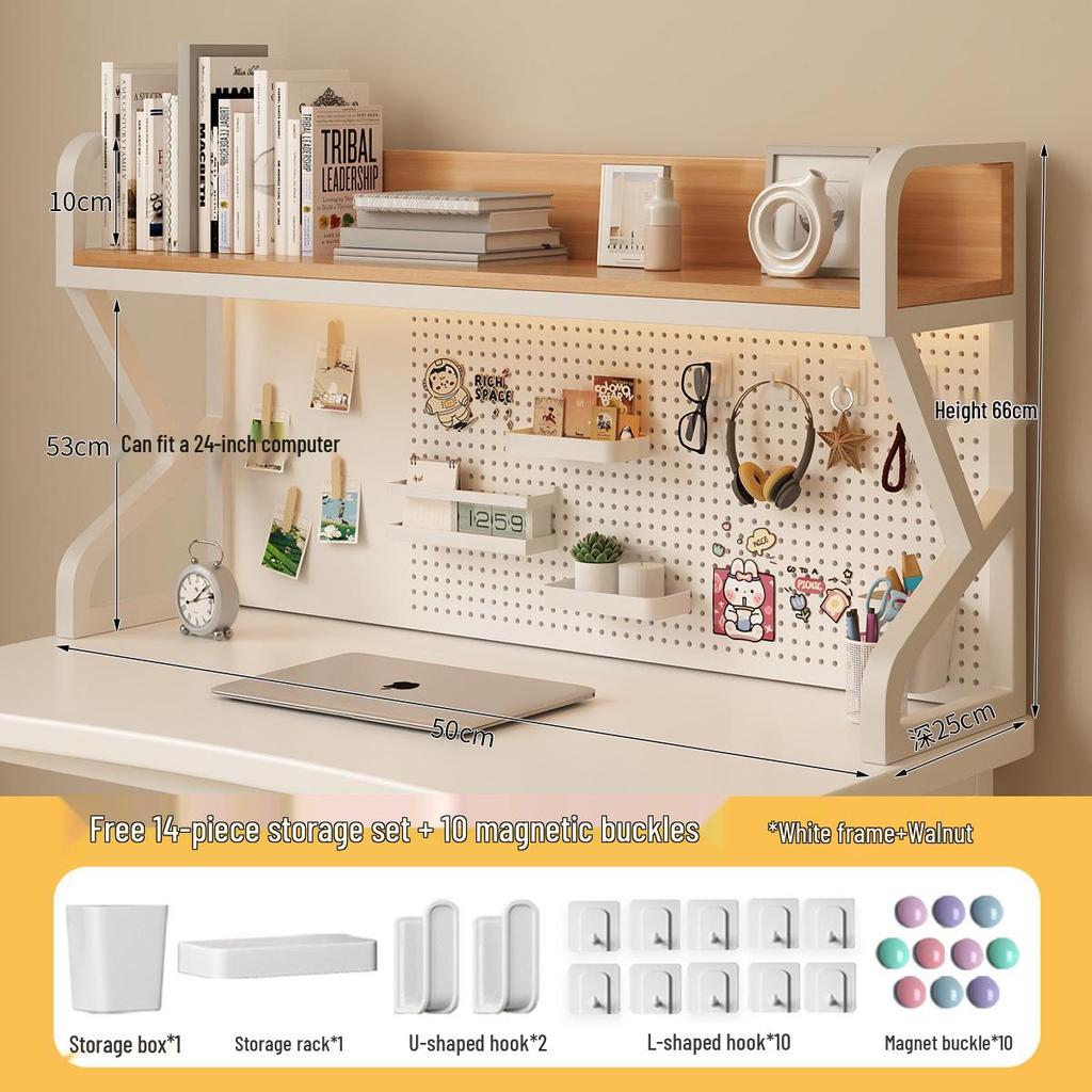Multifunctional Student Desk Organizer: Multi-Layer Bookshelf & Pegboard