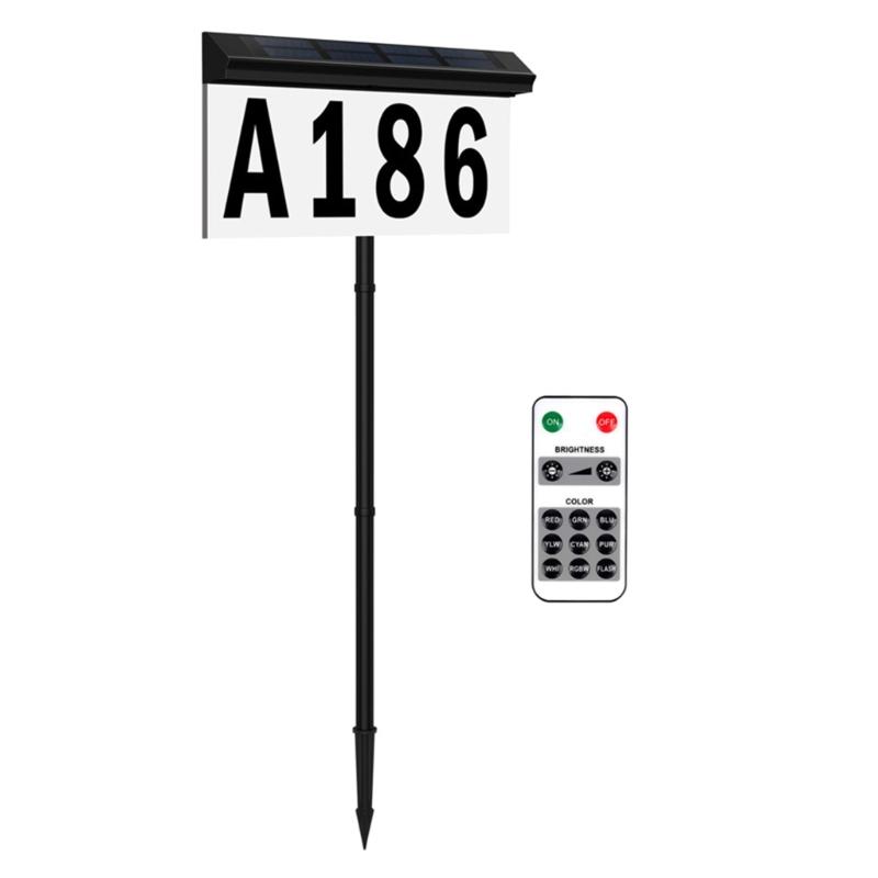Solar Powered Illuminated Address Plaque Features High Visibilities Number for Night Use and Weatherproofed