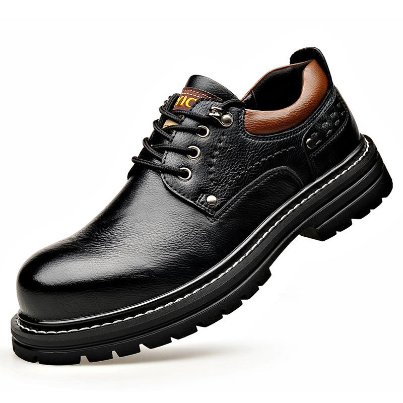 Outdoor Platform Work Shoes for Men Autumn Winter New Designer Leather Shoes Male Fashion Big Head Retro Casual Shoes Man