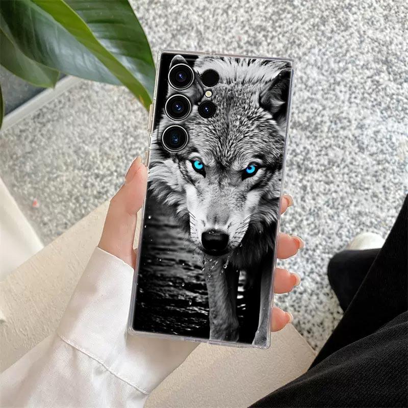 Wolf Lion Tiger Animal S25Ultra Phone Case For Samsung Galaxy S25 S24 S23 S21 Ultra S20 FE S22 Plus S24FE A56 A55 5G Clear Cover