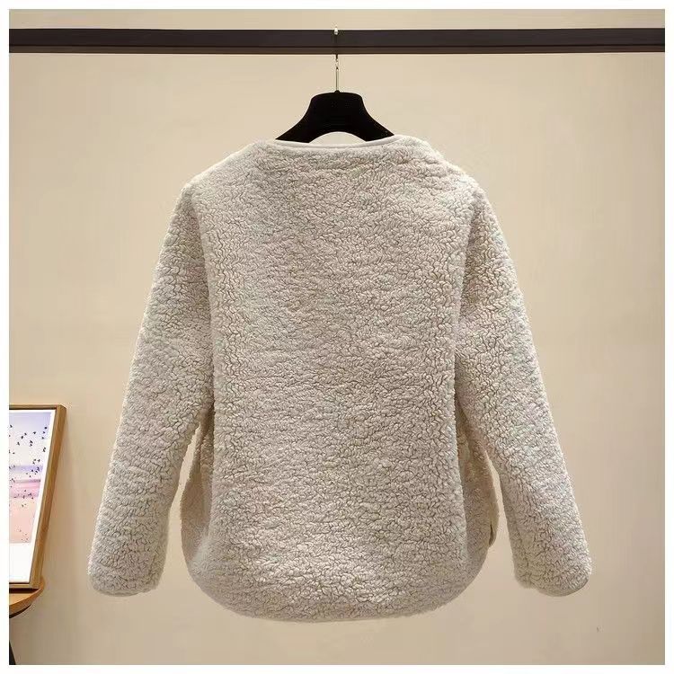 Autumn and Winter New Lamb Wool Coat Large Size Small Fragrant Wind Women's Coat Loose Short Top