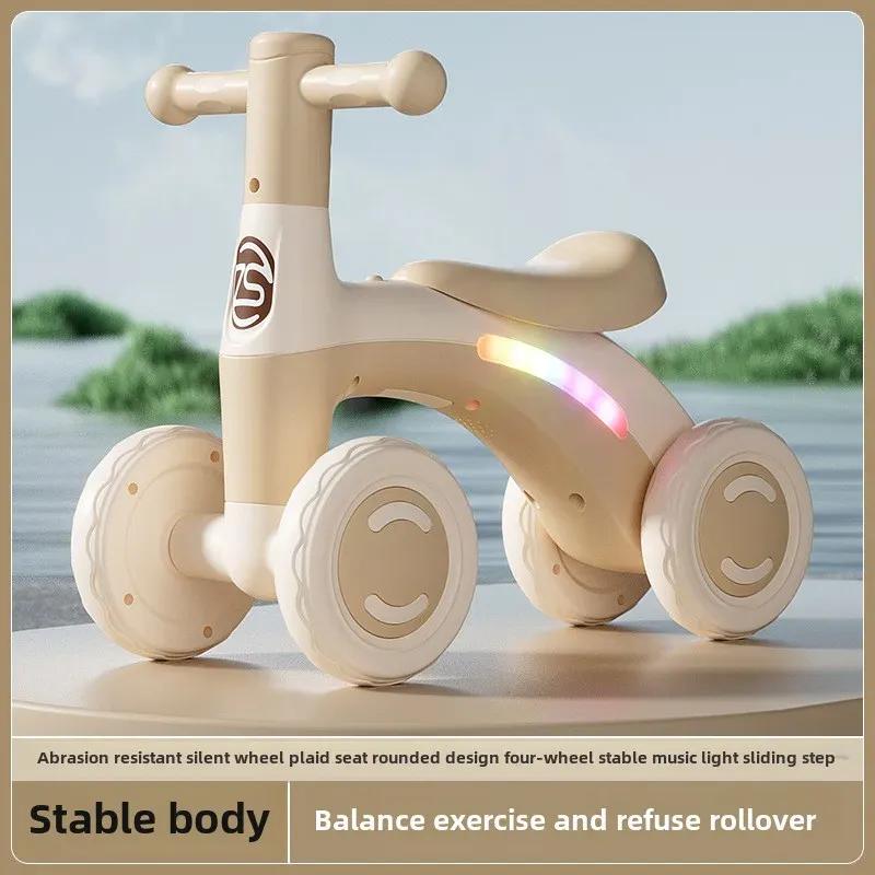 Kippschutz Baby Laufrad Alter 1-3 4-Rad Leiser Rutschfahrzeug Gehwagen Spielzeug Kleinkind Trainings-Fahrzeug mit Sicherheitsrädern Indoor Outdoor