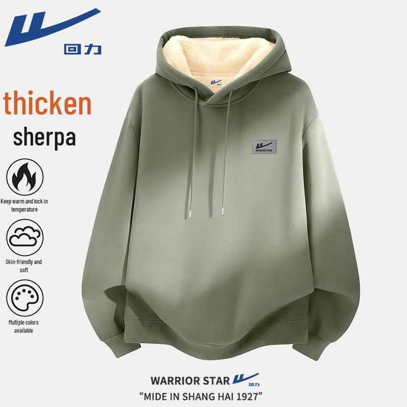 Warrior Men s Thickened Pullover Hoodie with Alpaca Fleece Lining L
