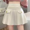 Gonne a pieghe ad A Autunno Inverno Vita alta Elegante Abbigliamento da donna Moda coreana Mini gonne basic a tinta unita con inserti Nuovo