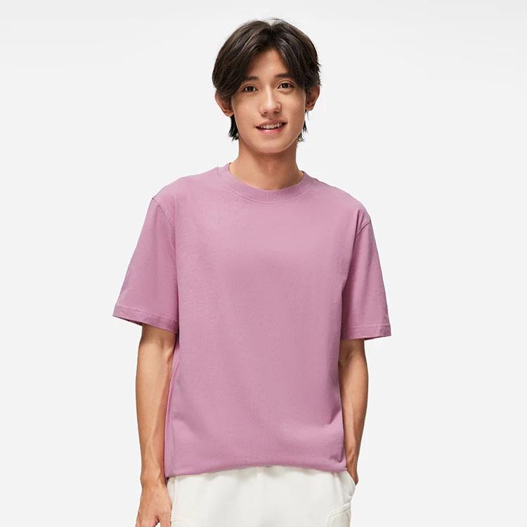 Li-Ning Pure Color Round Neck Short Sleeve T-Shirt Men Tops Light-Rose-Red AHST187-8