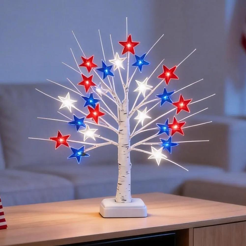 250th Anniversary USA Decorations Vibrant Red White Blue Patriotic LEDs Front Porch Covered Display CN