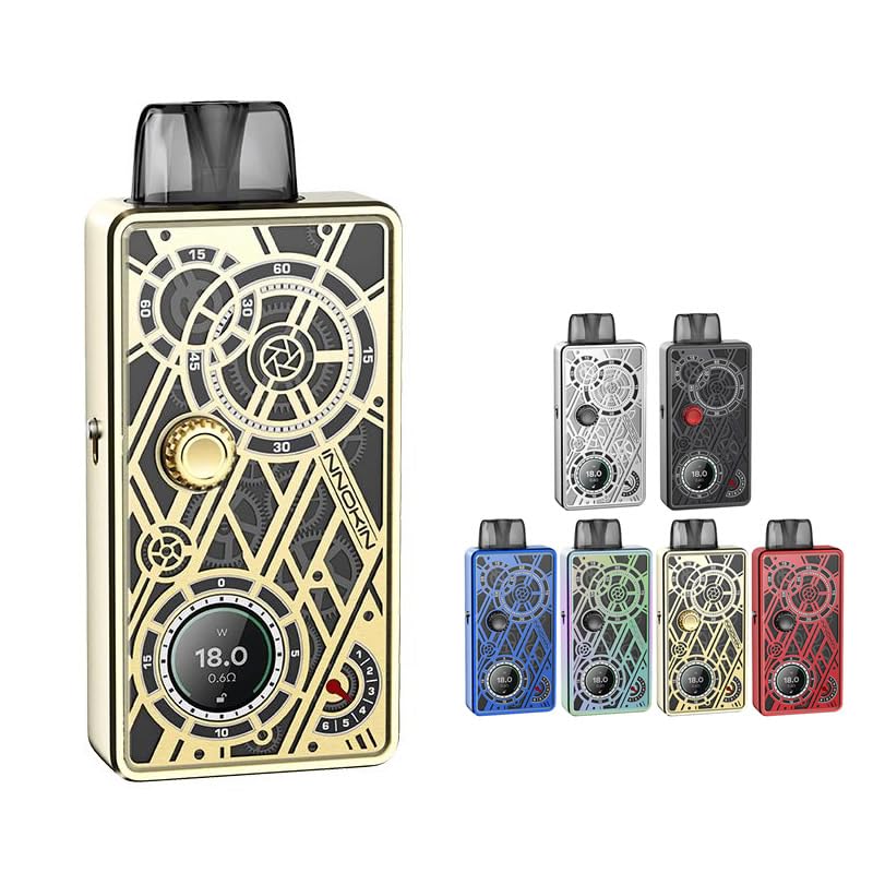 Innokin Klypse Mecha Pod System Kit, 900mAh, 2ml, Innokin Klypse Mecha Pod, E-Cigarette Vape Starter Kit, Nicotine-Free (Gold Glow)