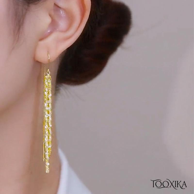 

Сверкающие серьги Tooxika, длинные серьги с кисточками, сияющие звездное небо, простые, универсальные серьги для женщин