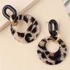 Premium Acrylic Hollow Out Geometric Round Leopard Print Vintage Colorful Dangle Earrings Women Lightweight Fashion Jewelry