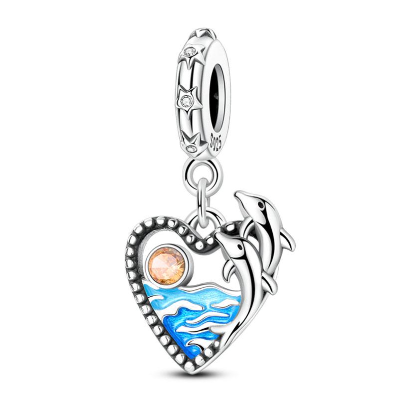 Ocean Trendy 925 Silver Dolphin Crab Boat Beach Charms Beads Fit 3mm Bracelets DIY Thoughtful Fine Jewelry Making Gifts
