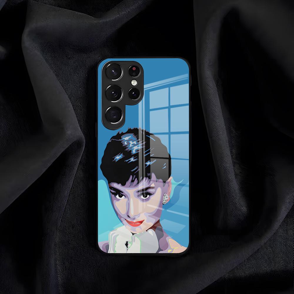 

Actress Audrey H-Hepburn Phone Case For Samsung S26 S25 Edge S24 S23 S22 S21 S20 Ultra Plus FE Glass Cover Galaxy S20 FE