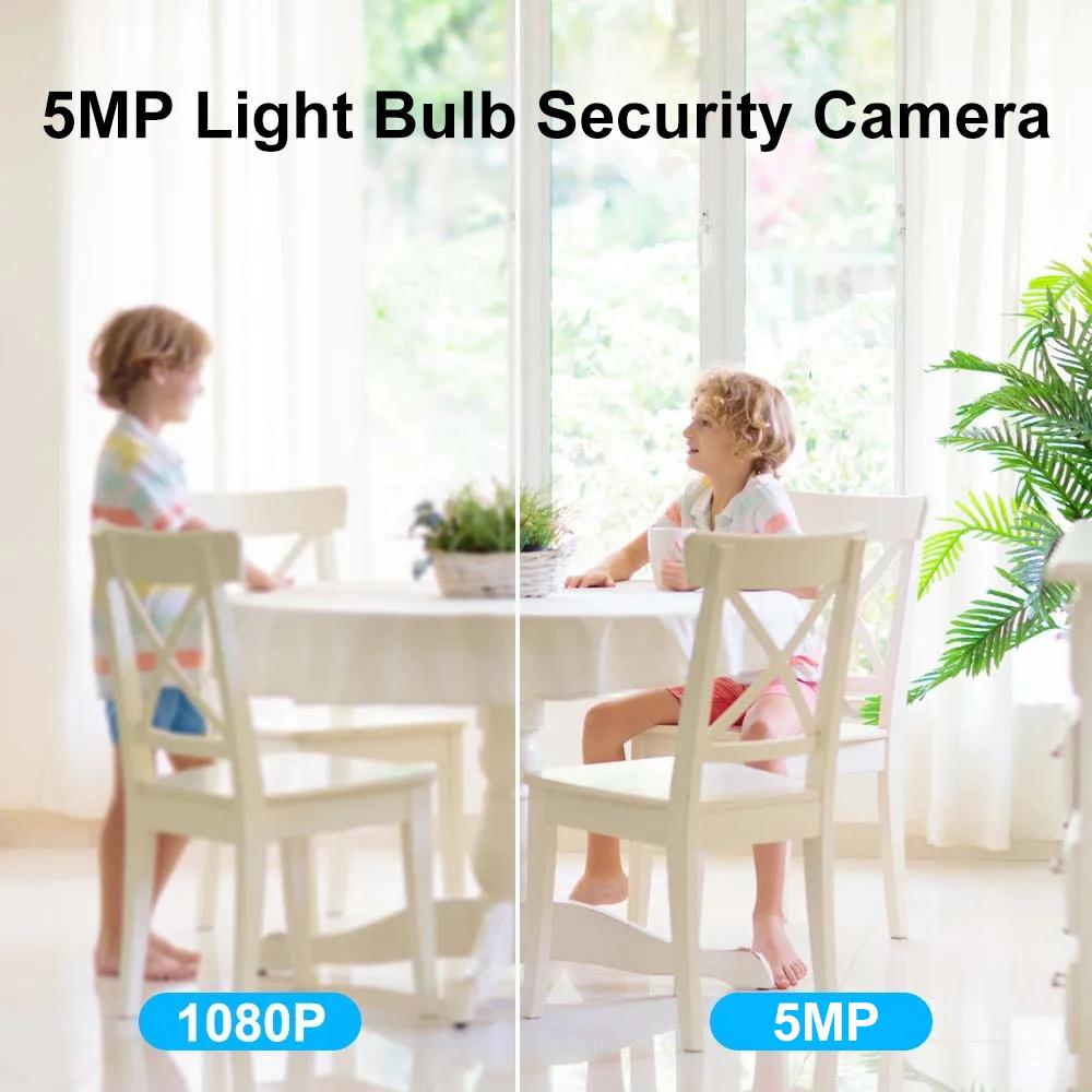 5MP E27 Glühbirnen-WLAN-Kamera Infrarot-Nachtsicht Innen Smart Home Sicherheit Videoüberwachungskamera Zwei-Wege-Audio CCTV Camcorder
