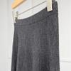 Black Label Women's A-Line Knitted Midi Skirt, Elastic Waist, Yangtze Yarn 2-Ply 48s Wool, Black Grey