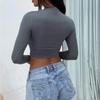 Long-Sleeved T-Shirt for Women, Fashionable Hot Girl Style, European and American New Autumn and Winter Base Shirt, Tight-Fitting Sexy Short Crop Top