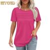 Women's Fashion Casual Solid Color Print Short Sleeve O-Neck Blouses & Shirts International Design