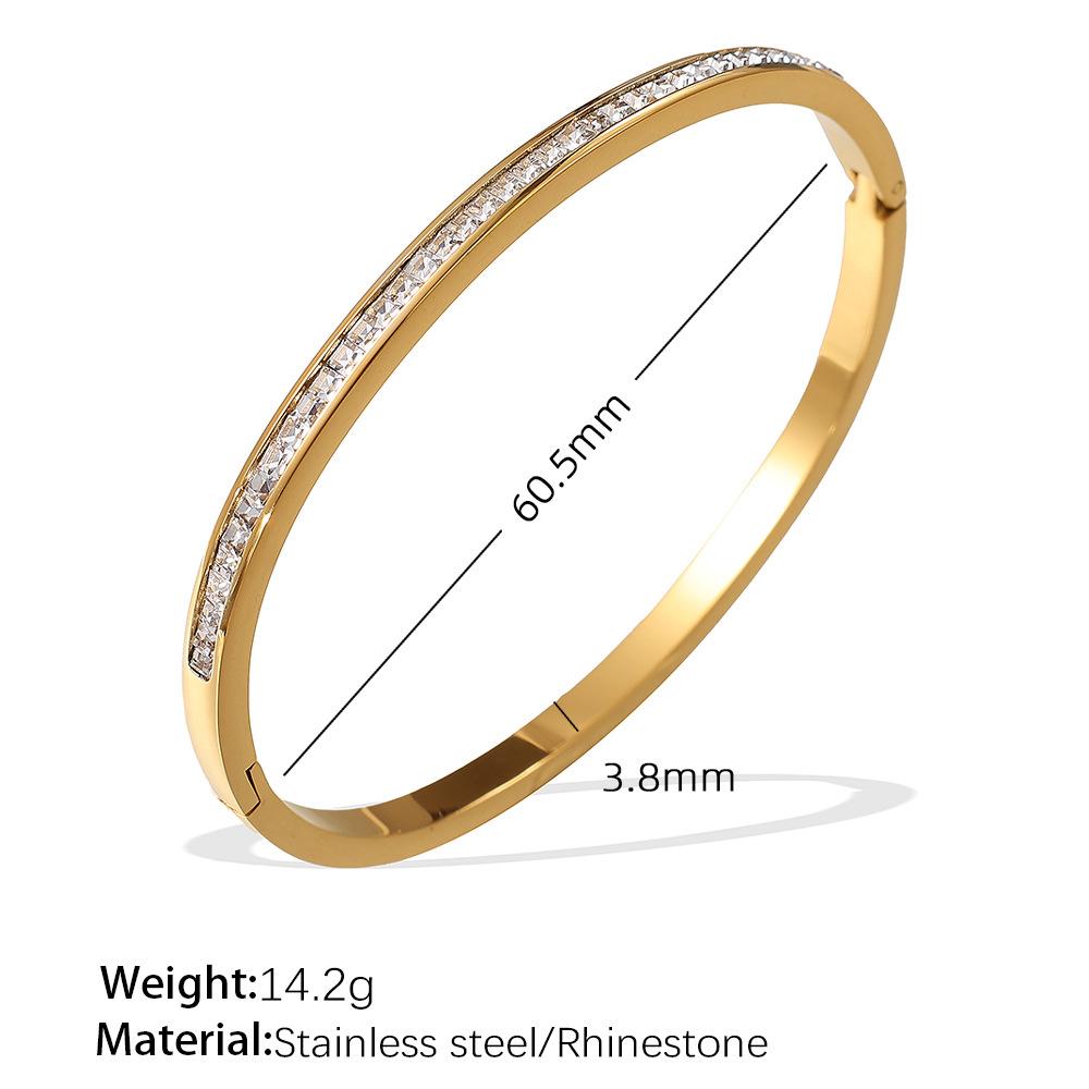 French Stainless Steel Bracelet Sweet Small Fresh Jewelry Does Not Fade Narrow Version Half Circle Full Diamond Buckle Bracelet Women