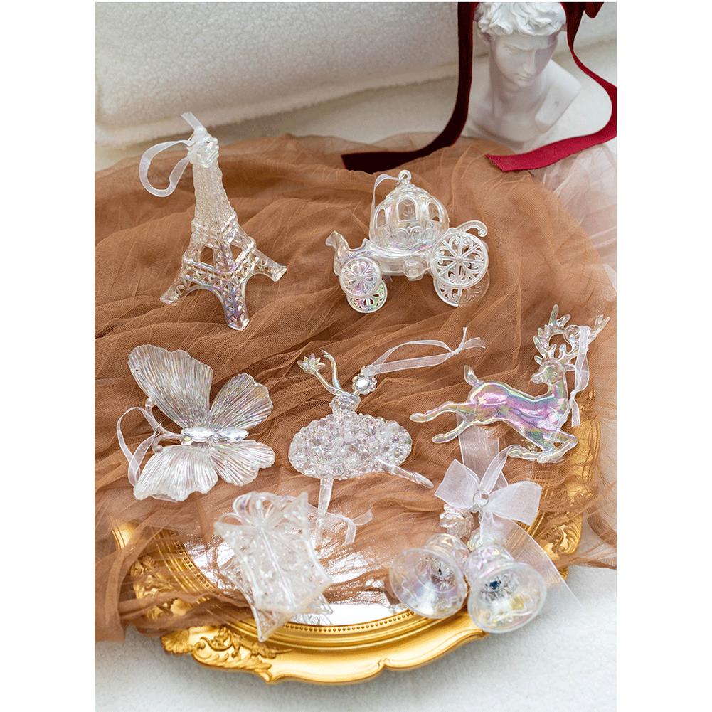 Lightweight Acrylic Christmas Tree Ornament Hanging Decoration Clear Transparent Material with Multicolor Visual Effects