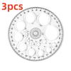 3pcs Student Drafting Rulers - 360° Full Circle Protractor & Drawing Template, Durable Plastic