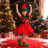 Yi-gog Weihnachtsmann Cosplay Kinder 5-teiliges Set, Enthält Elfen-Weihnachtskleid, Mütze, Gürtel und Weihnachtssocken, Perfekt für Fotoshootings, Veranstaltungen und Partys