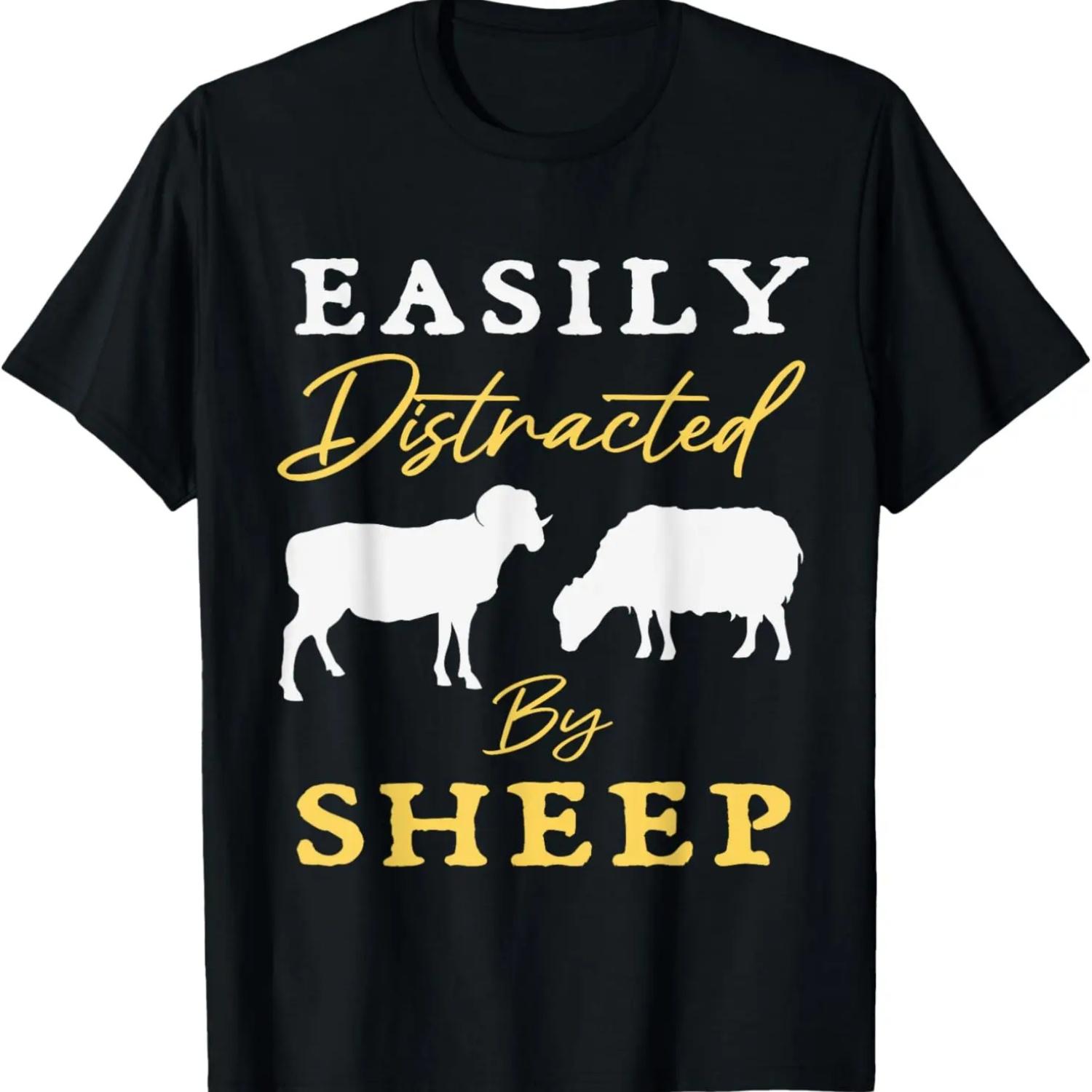 Easily Distracted By Sheep Funny Sheep T-Shirt S