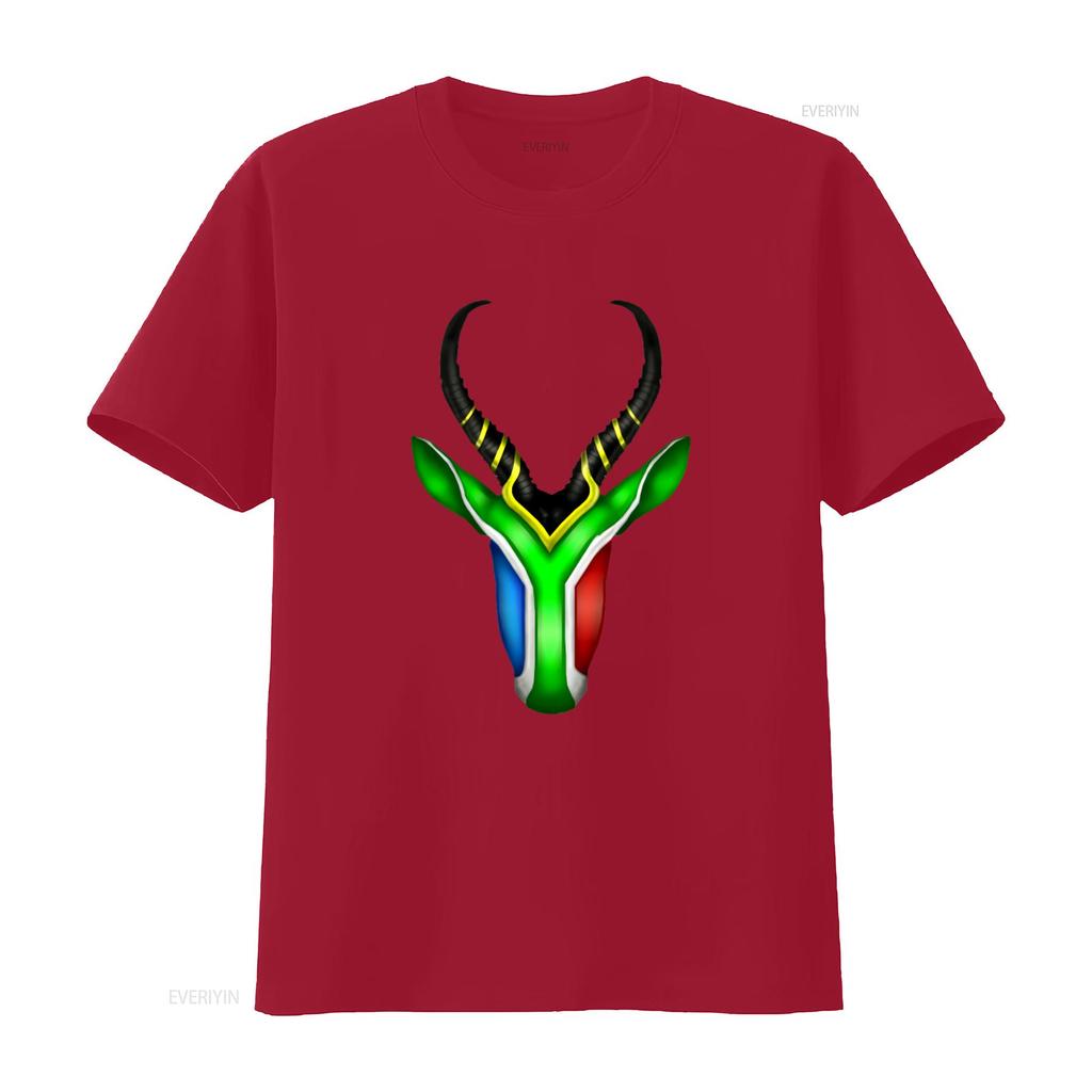 Südafrika Springbok Print T-Shirt Einzigartiges Design Bequemer Stoff Perfekt für Sport und Freizeitwear vintage Gewaschen