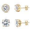 4 pair Stud Earrings for Women Men Gold Plated Hypoallergenic Silver Post Earrings Big Brilliant Simulated Diamond