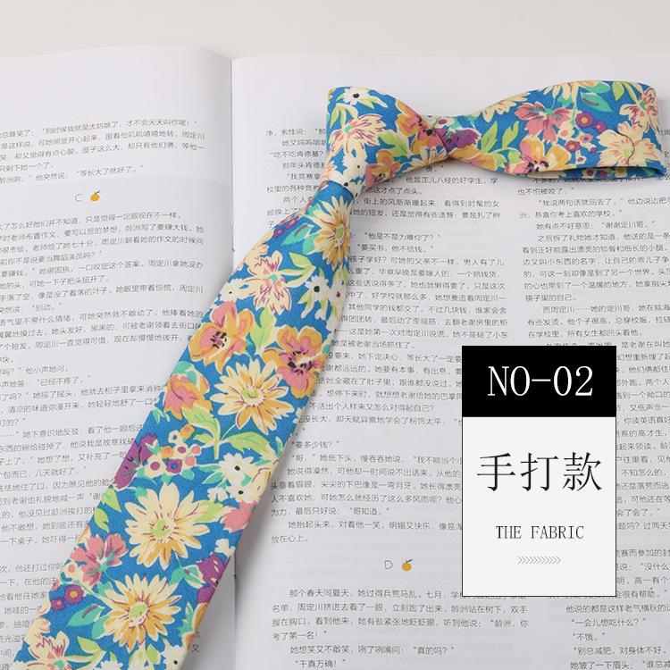 Floral Tie Men'S Patterned Cotton Shirt Macaron Printed Narrow Edition 6Cm Hand Tie Korean Casual Women'S Tie