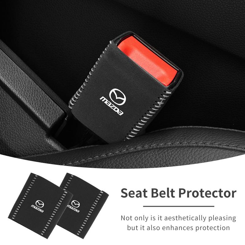 Car Buckle Protective Cover Fur Leather Safety Belt Protector Auto Accessories For Mazda 3 6 2 Axela CX5 CX3 CX30 CX9 Atenza IUE2