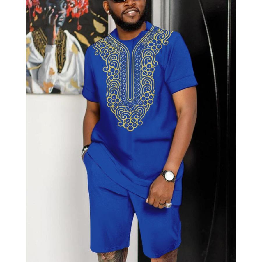 Letní pánský set Módní 2dílný set Pánské tričko Šortky Kalhoty Oblek Ležérní krátká tepláková souprava Nadměrné Vintage Pánské oblečení