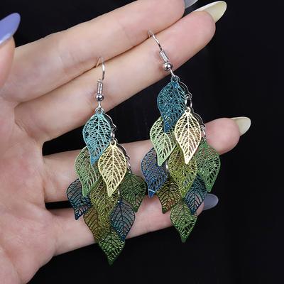 Ethnische Stil Tropfen Ohrringe Kleine Neun Blatt Zubehör Blätter Ohrring Böhmischen Schmuck Baumeln Ohrringe Übertrieben Frauen Geschenk