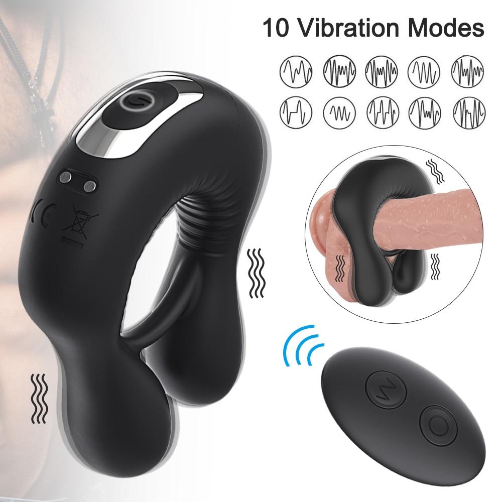Wireless Remote Penis Ring Prolong Ejaculation Vibrating Cock Couple Resonance Testicle Vibrator Sex Toys for Men