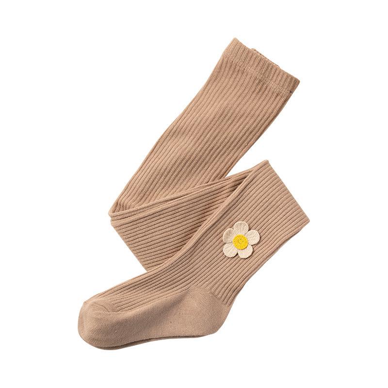 Floral Medium Thick Tights for Girls – Spring/Autumn, Seven Colors, Lightweight Bodysuit Leggings for Little Ones