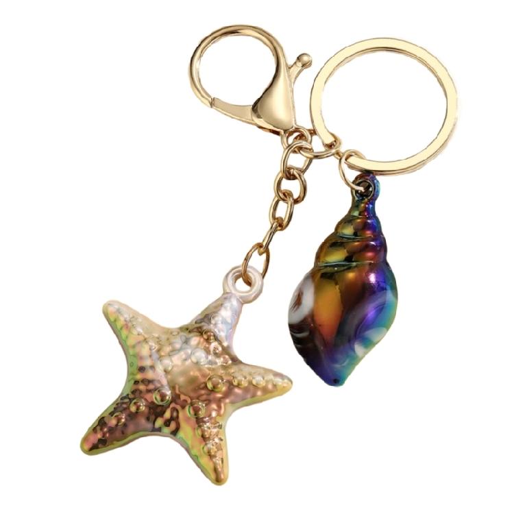 Stylish Beach Inspired Shell Keychain Conch Starfish Star Pendant Keyring Charm Fashionable Sea Inspired Jewelry