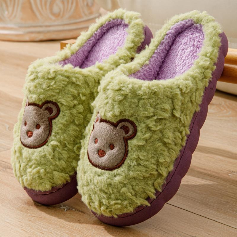Cotton slippers female couple thickened autumn and winter indoor home home home non-slip warm confinement wool cotton shoes men