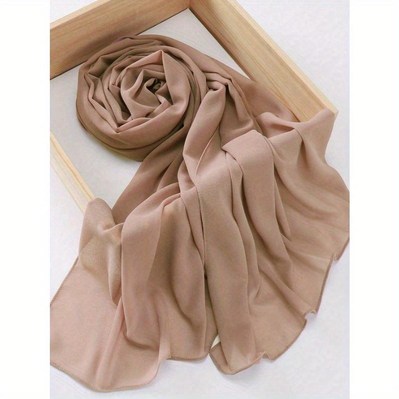 

1 шт. Повседневный универсальный шифоновый шарф однотонной расцветки one-size бежевый