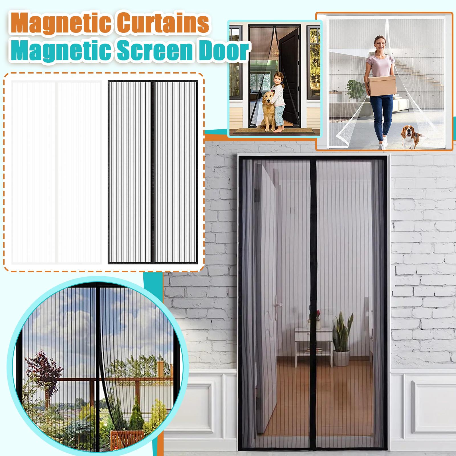 Magnetic Soft Mesh Door Curtain No Magnetic Strips Needed Summer Mosquito Screen Door Mesh Curtain for Doorway Easy Installation Durable Mesh Fabric I
