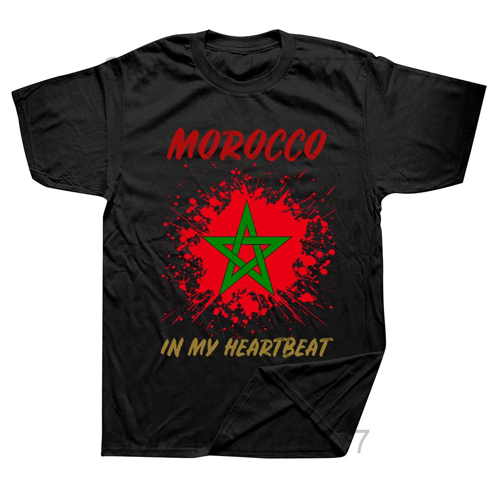 Funny Morocco In My Heartbeat T Shirts Graphic Cotton Streetwear Short Sleeve Birthday Gifts Summer Style Tshirt Mens Clothing