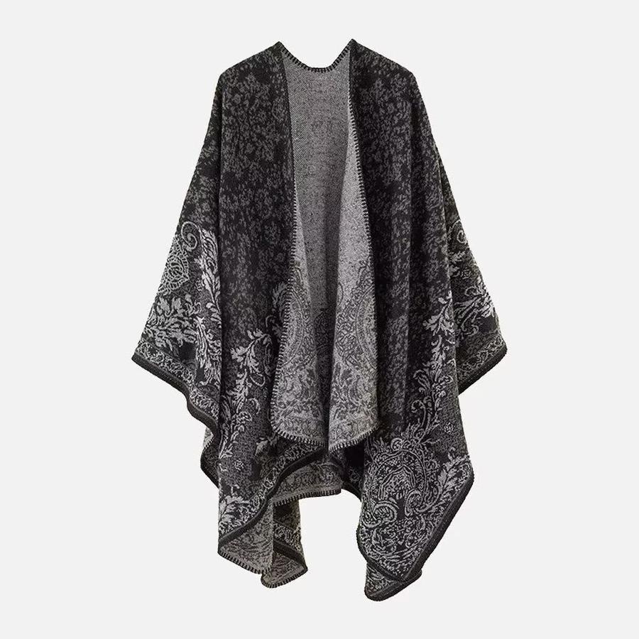 Double-Sided Wear Chinese Style Cashmere Shawl for Women Spring/Autumn Fashion Trendy Elegant Travel Outerwear Warm Cape