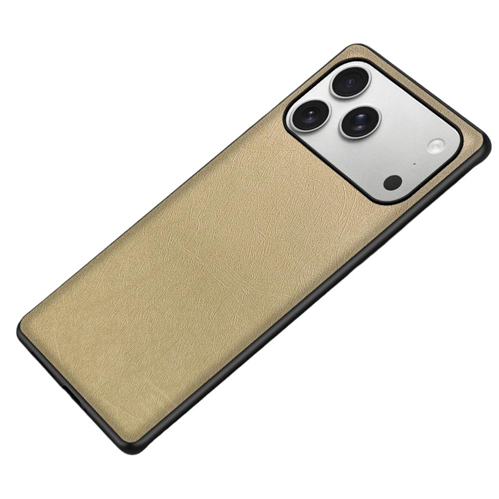For iPhone 17 Pro Max Case Silk-Textured PU Leather Coated PC TPU Protective Phone Back Cover