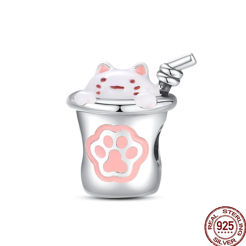 Copper Dessert Afternoon Tea Series Pink Zircon Sweets Playground Series Suitable Fit Pan Original Bracelet Diy