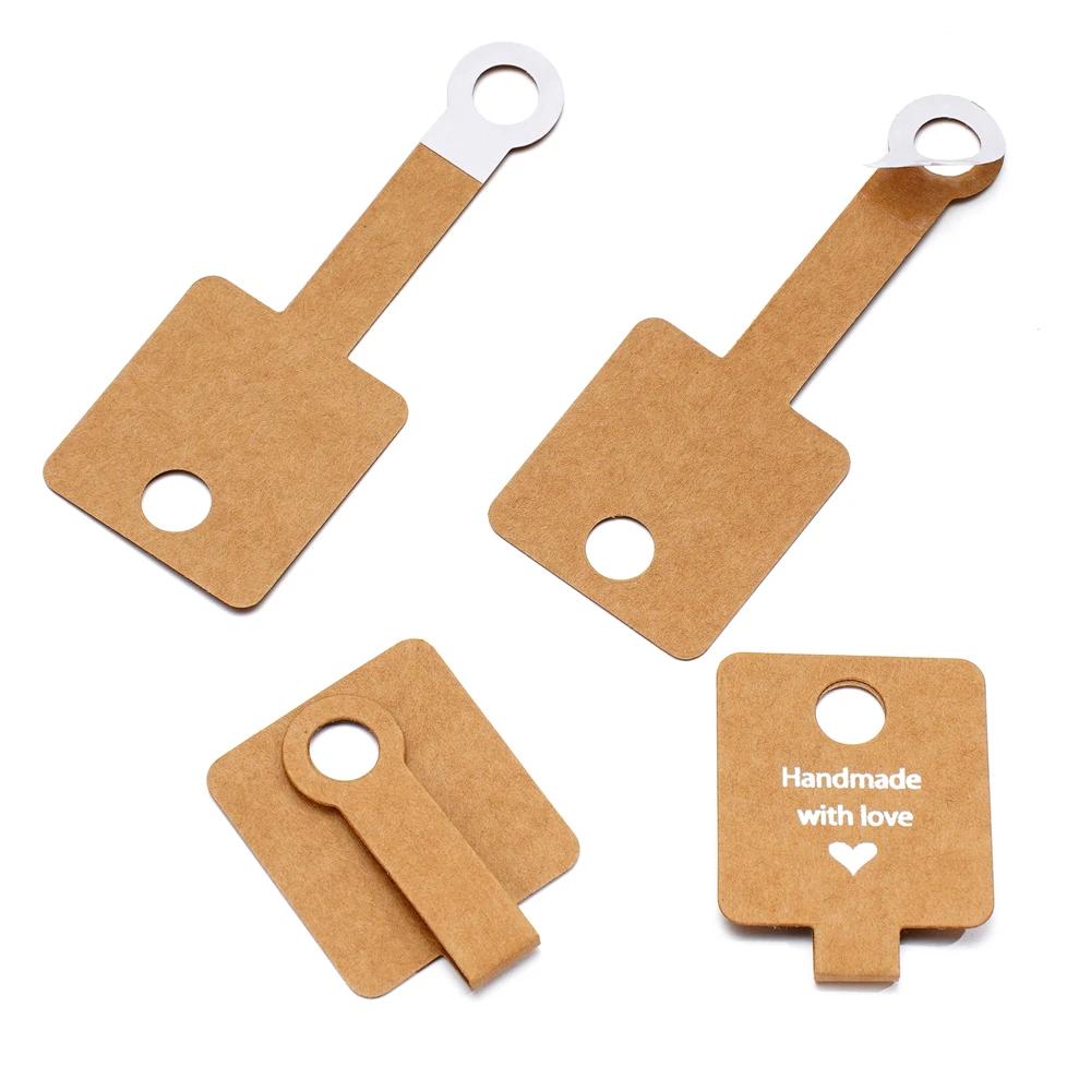 50 szt./partia 4x10 cm Samoprzylepny papier kraftowy Kartka Bransoletka Naszyjnik Wisząca Składana Kartka do DIY Etykiety ekspozycyjne na biżuterię Materiały