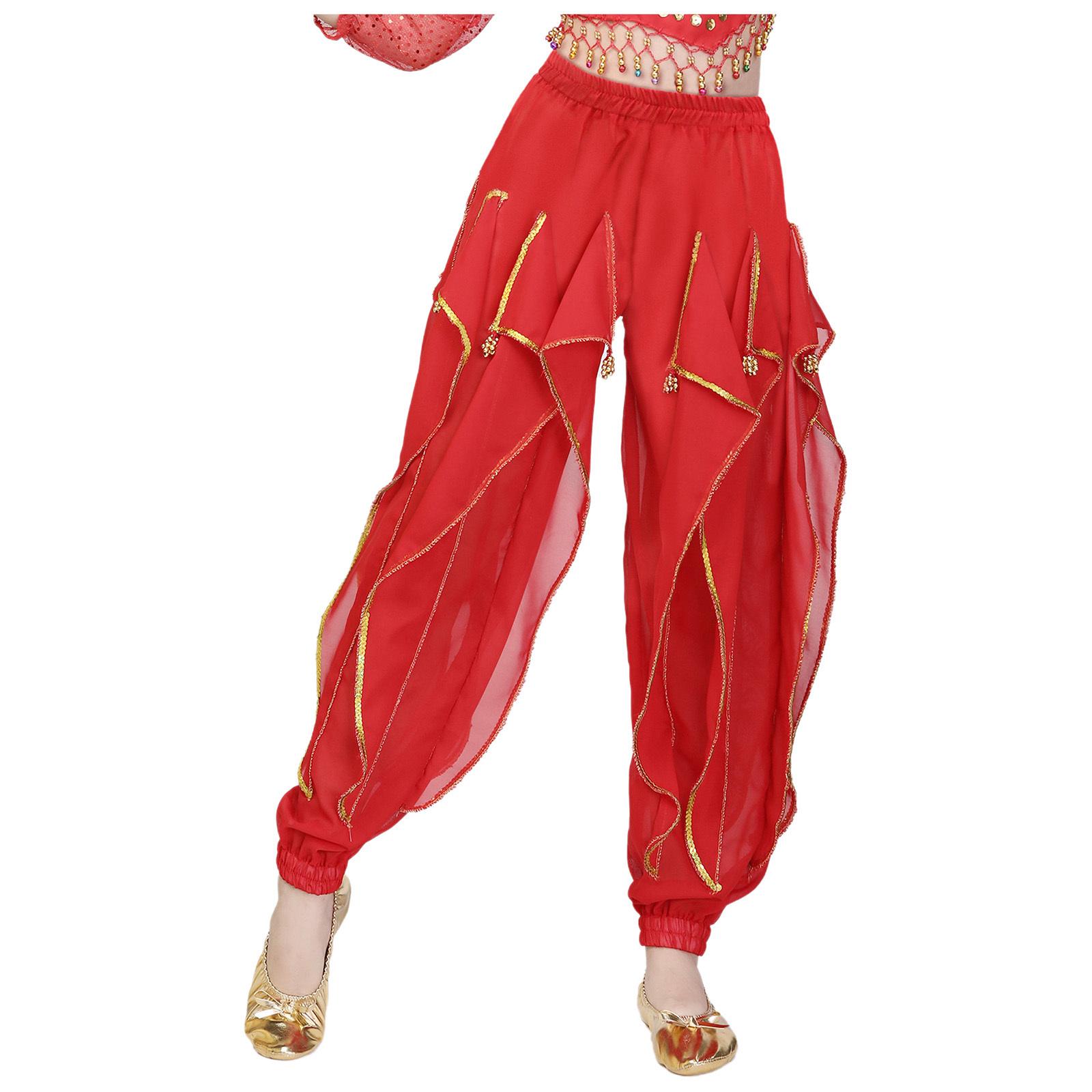 

Карнавальный костюм для девочек для танца живота с оборками и эластичной талией для вечеринок на Хэллоуин 7-10 Years красный