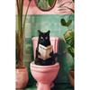 Funny Cat On Toilet Wall Art Cat Reading Newspaper Canvas Posters Print Picture for Home Bathroom Living Room Decor No Frame